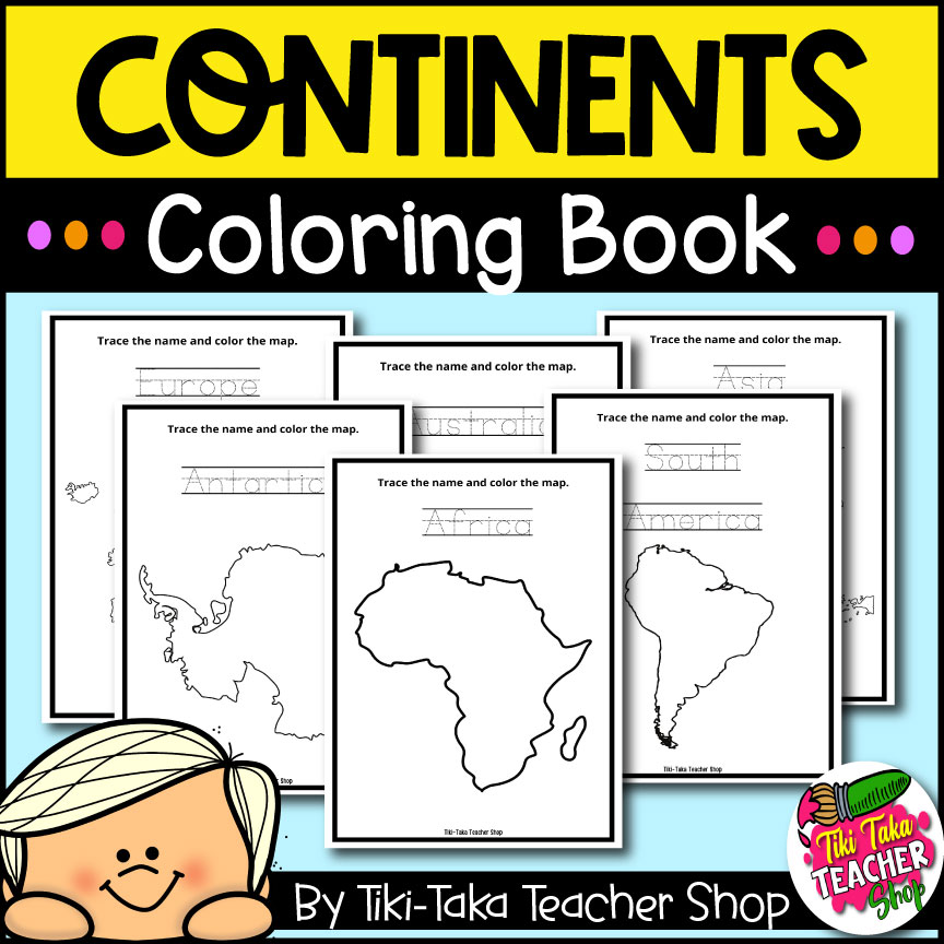 Continents coloring book