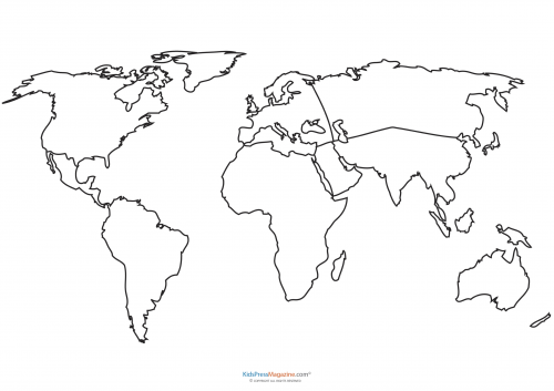 World continents coloring page