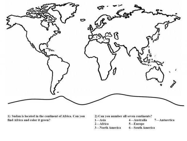 Great image of continents coloring page