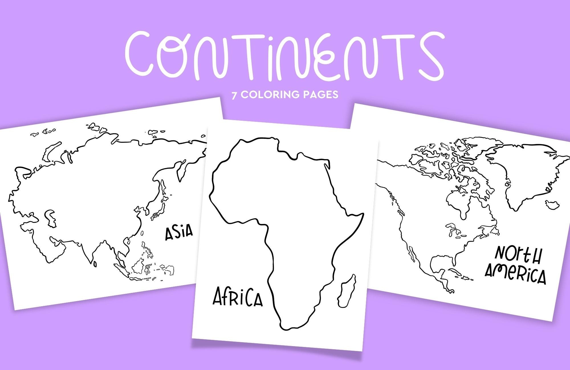 Continents coloring pages coloring for kids printable