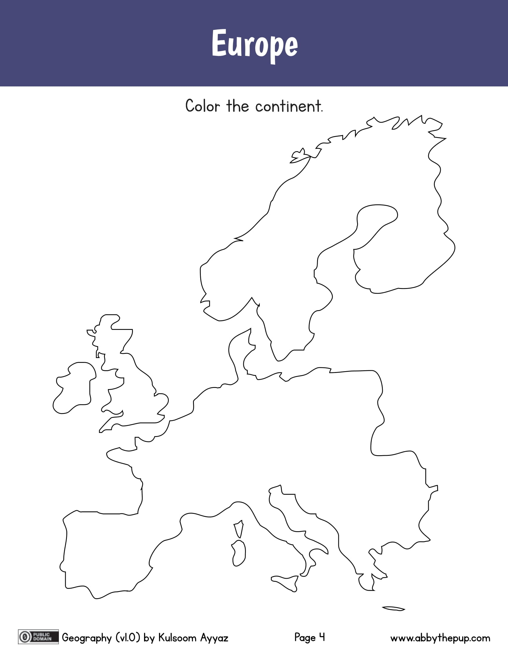 Europe continent coloring worksheet free printable puzzle games