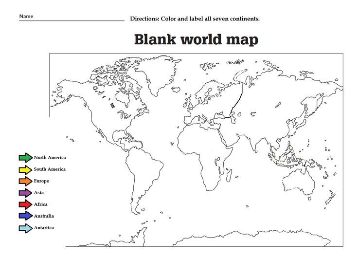 Continents and oceans world map printable free printable world map