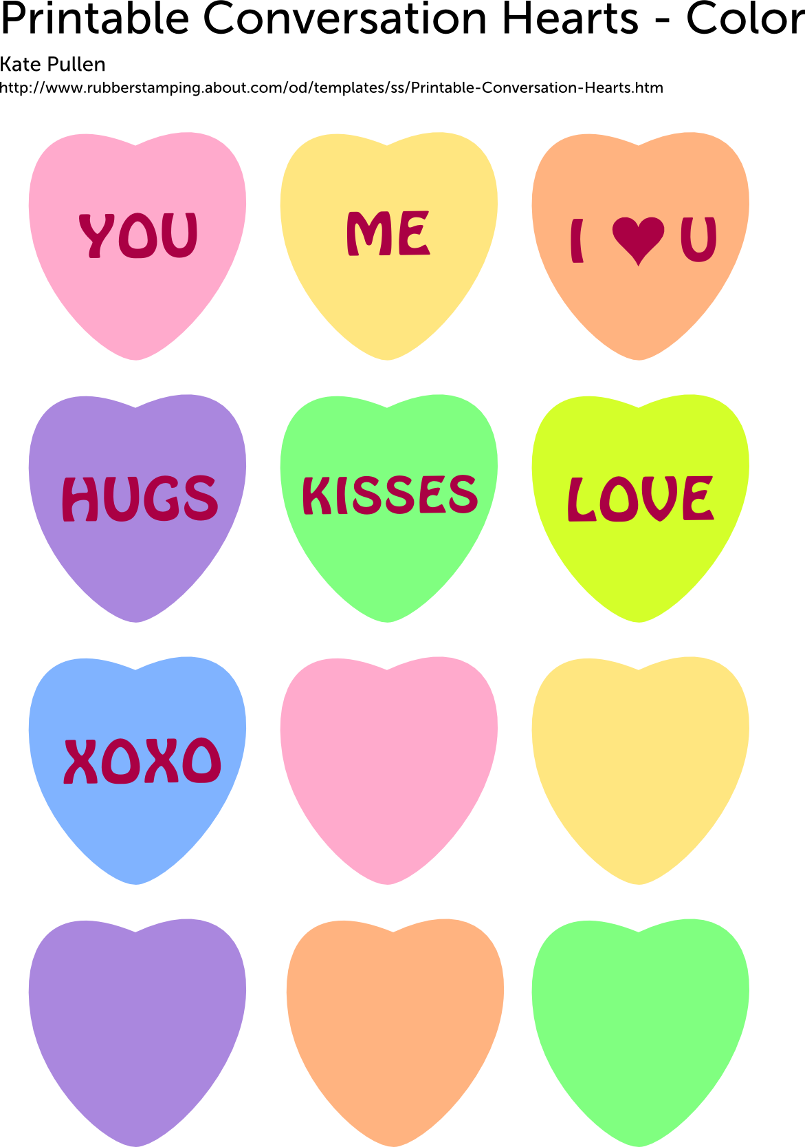 Printable conversation hearts