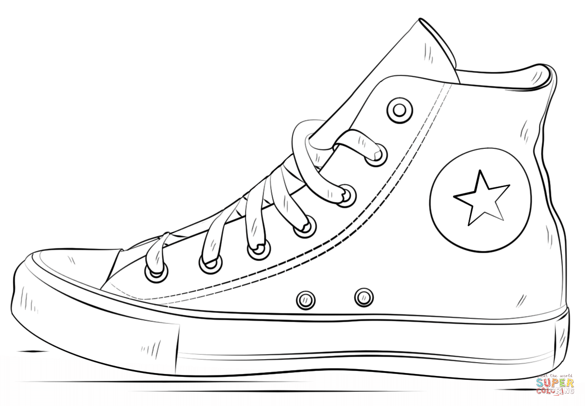 Converse shoes coloring page free printable coloring pages