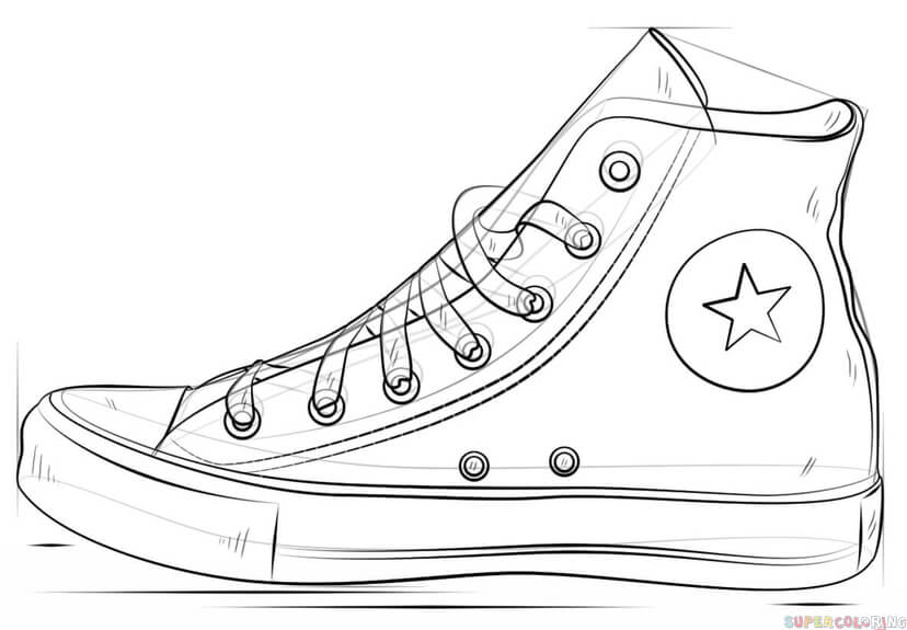 How to draw a converse shoe step by step drawing tutorials