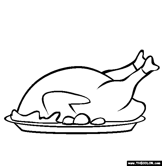 Cooked thanksgiving turkey online coloring page