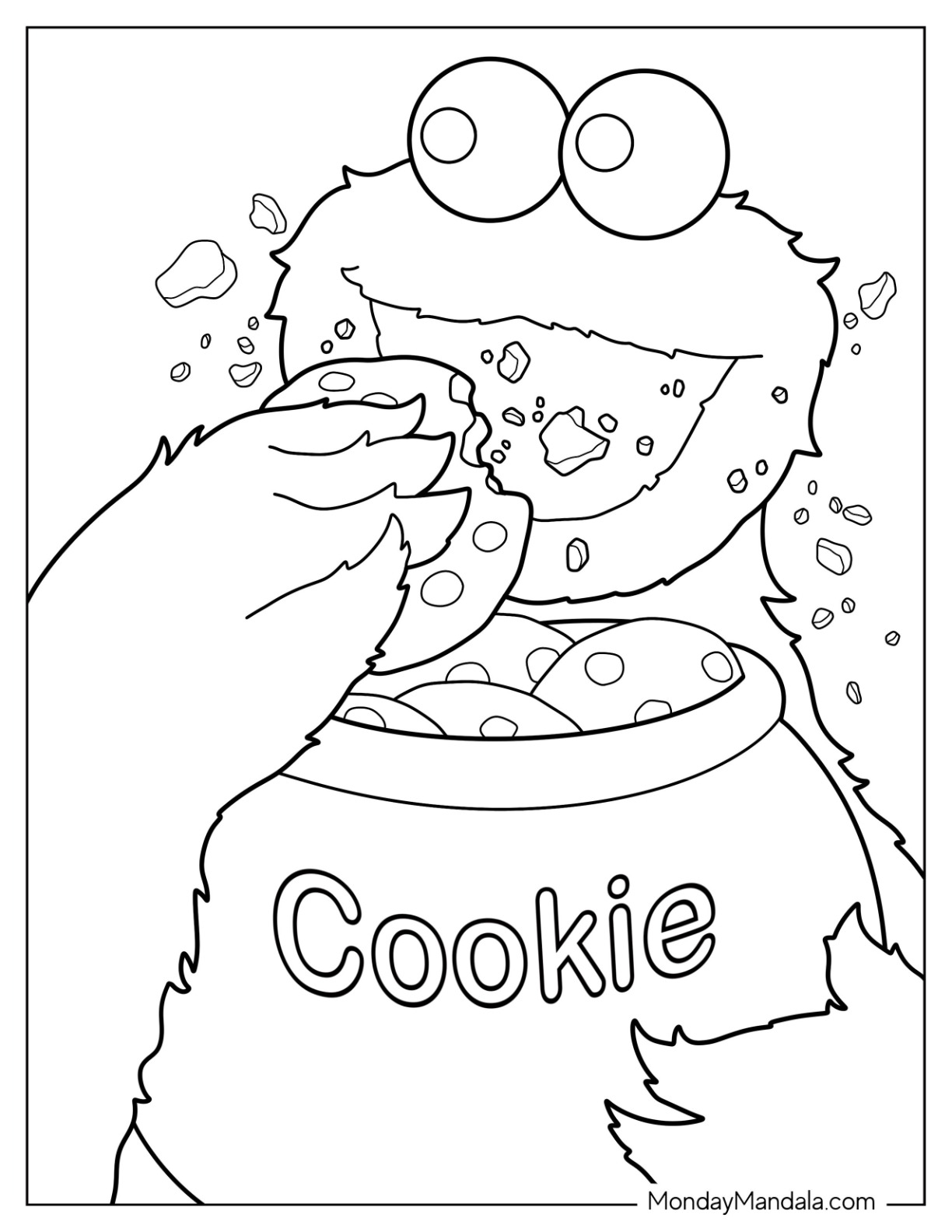 Cookie monster coloring pages free pdf printables