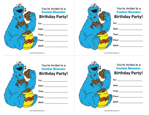 Cookie monster birthday invitations â free printable