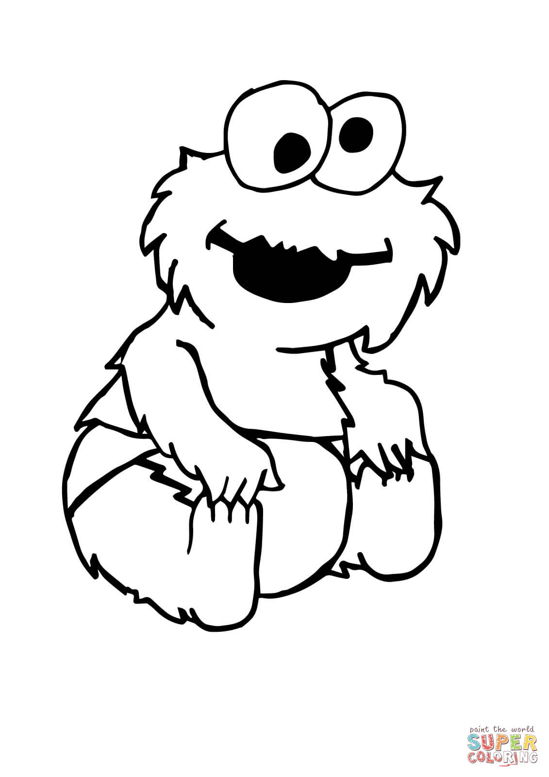 Baby cookie monster sitting coloring page free printable coloring pages