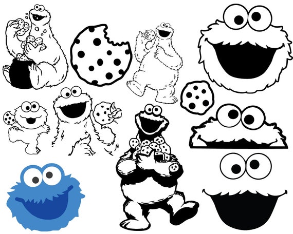 Cookie monster svg cookie monster silhouette cookie monster cricut cookie monster outline cookie svg monster svg download now