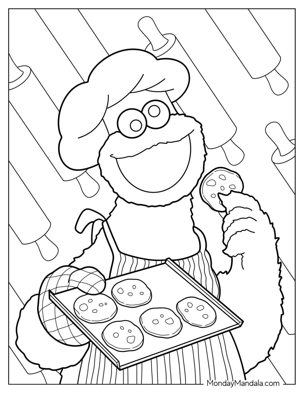 Cookie monster coloring pages free pdf printables