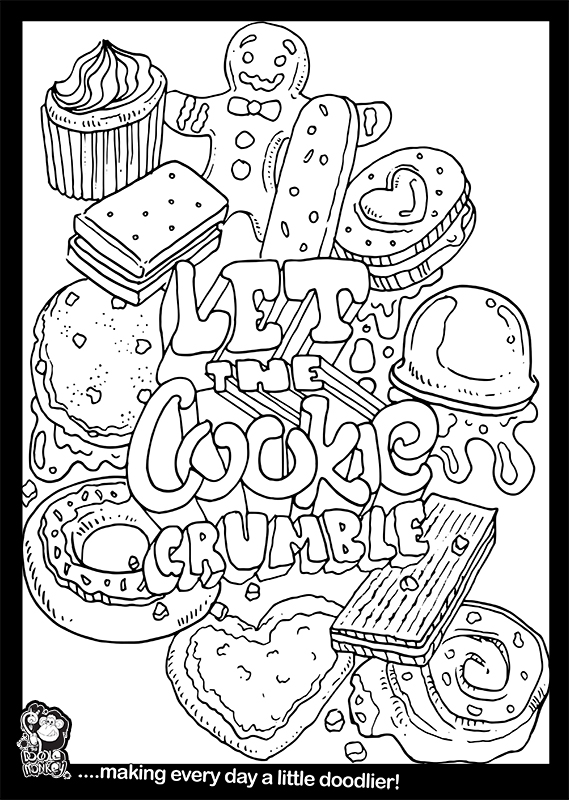 Let the cookie crumble colouring sheet â the doodle monkey