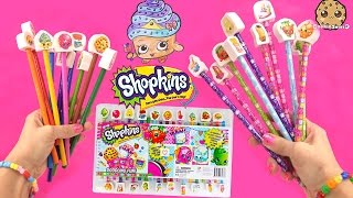 Shopkins doodling fun art color book coloring pencils erasers set unboxing video cookieswirlc