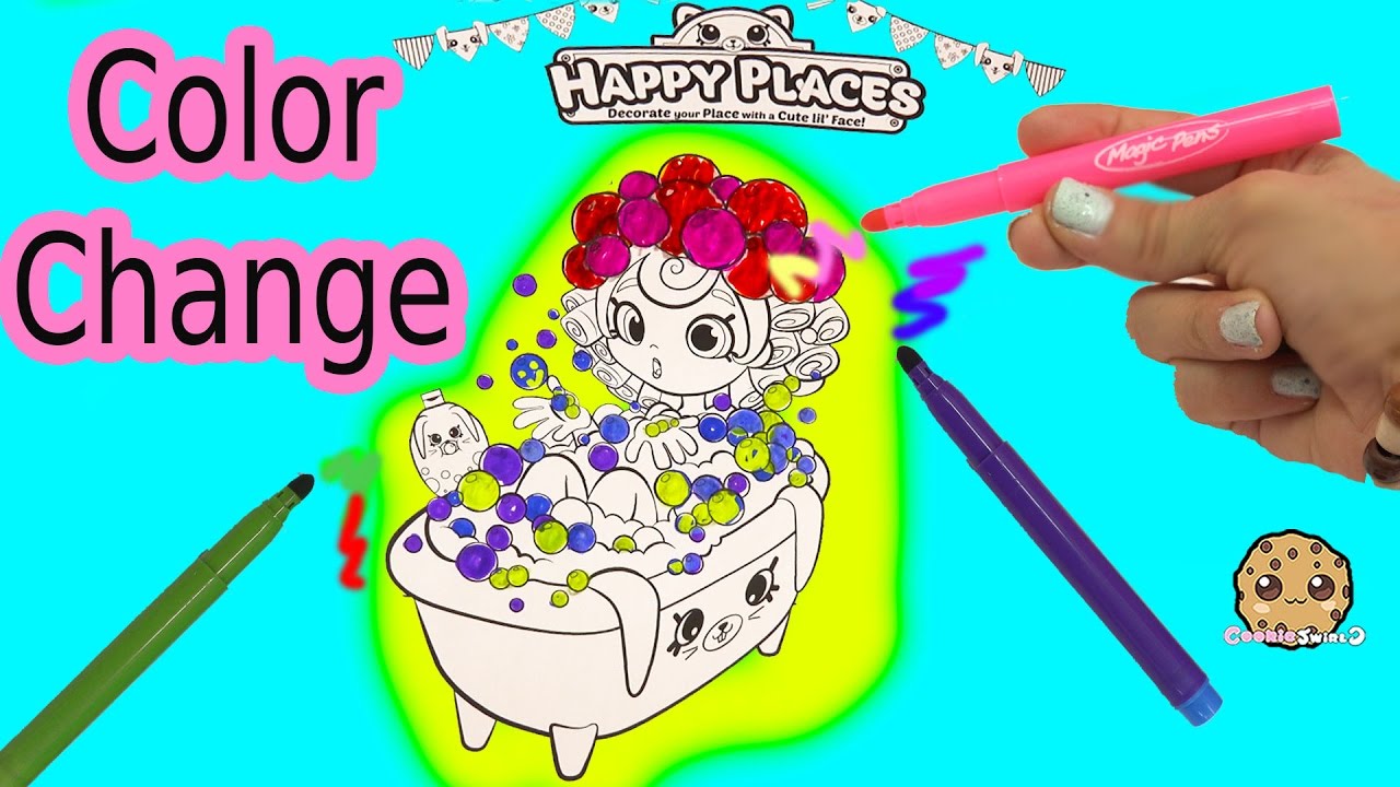 Aker coloring shopkins happy places shoppies doll in bathtub with color changing agic pens