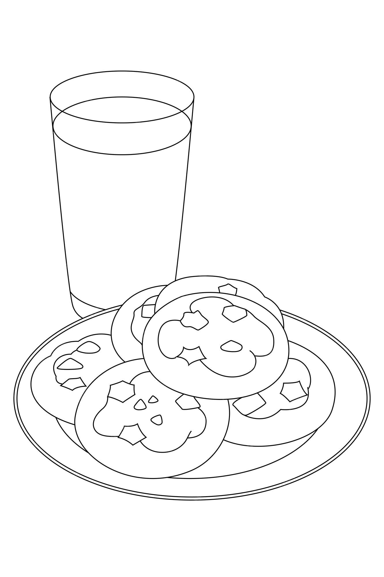 Premium vector coloring page of cookies and milk