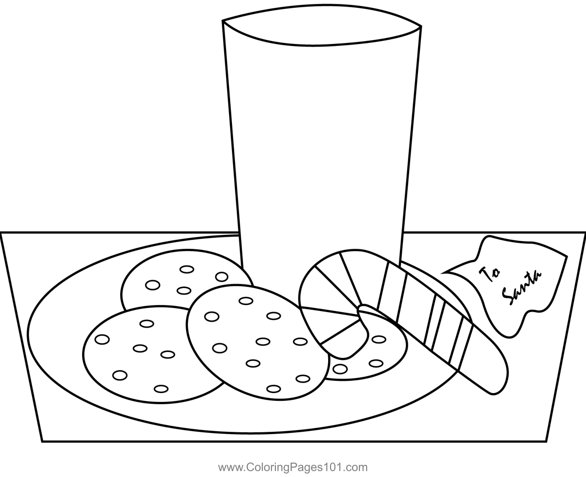 Cookies for santa coloring page for kids