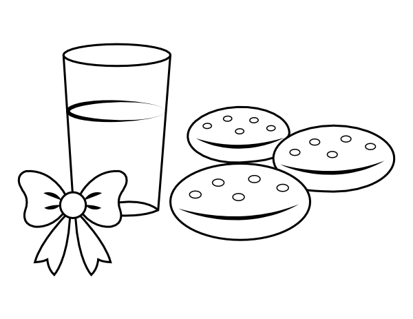 Printable christmas milk and cookies coloring page