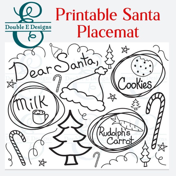 Printable placemat for santa santa coloring page christmas coloring page coloring placemat santa board snack for santa plate pdf santa instant download