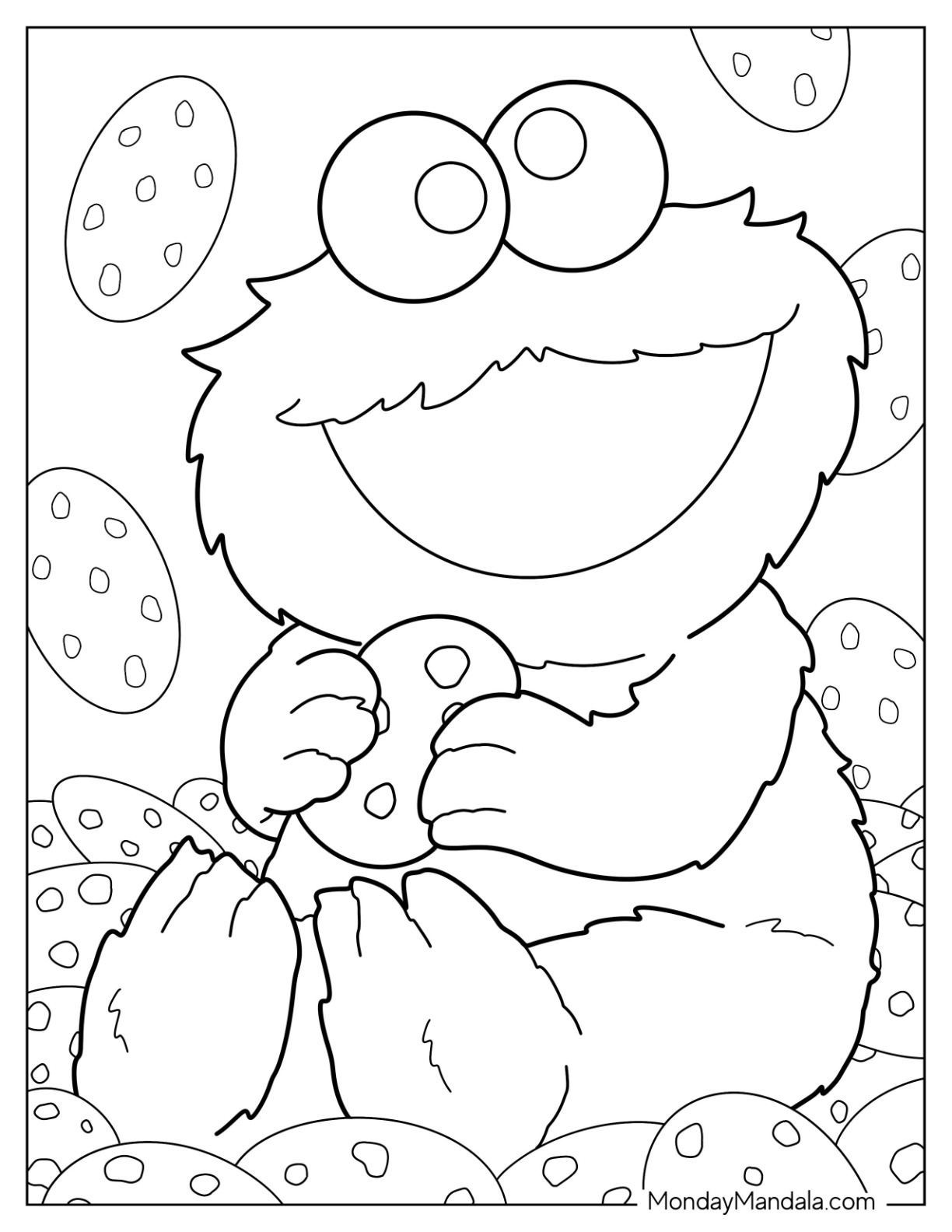 Cookie monster coloring pages free pdf printables