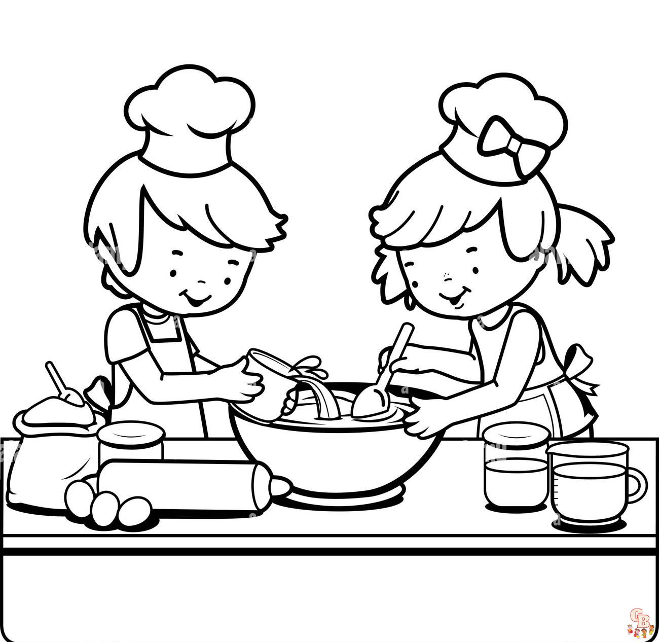 Free cooking coloring pages for kids