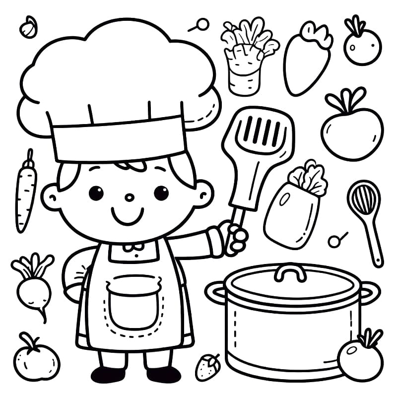 A little chef coloring page