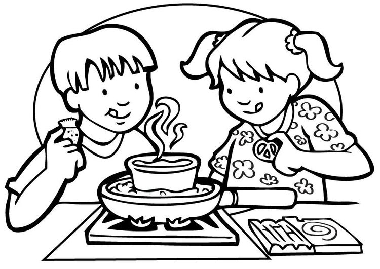 Coloring page cooking