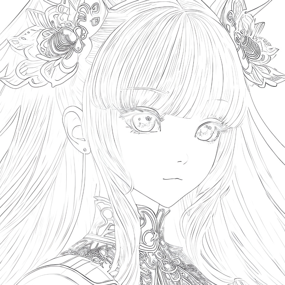 Anime girl coloring page