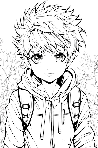 Premium vector anime coloring page