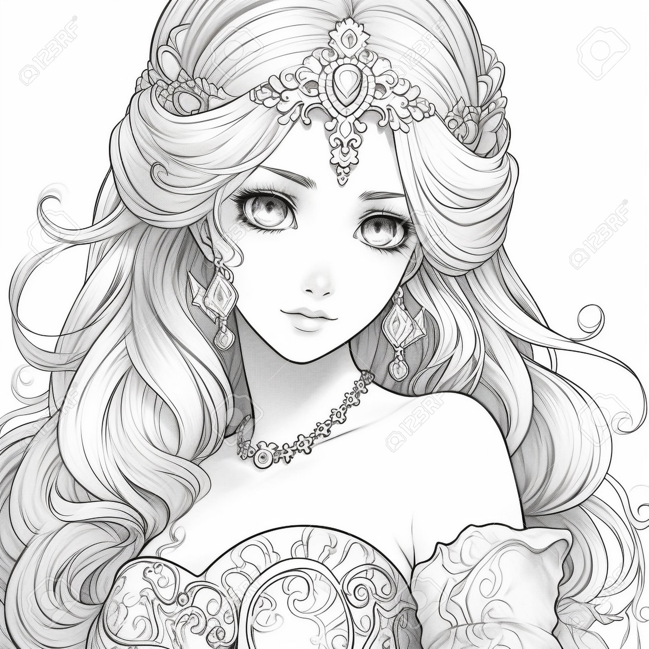 Fantasy anime girl coloring pages stock photo picture and royalty free image image