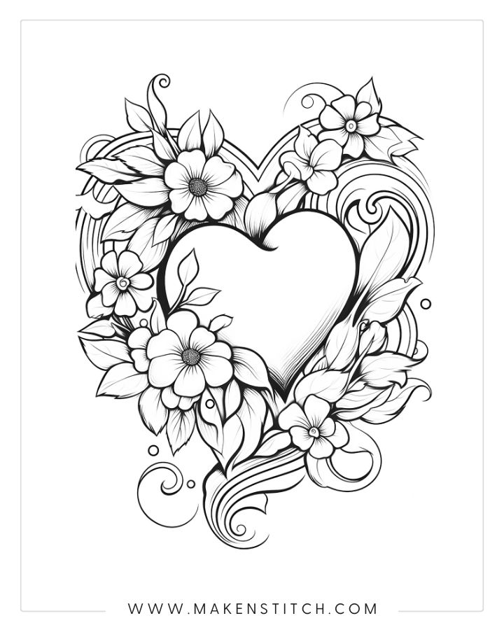 Free valentines heart coloring pages for kids and adults