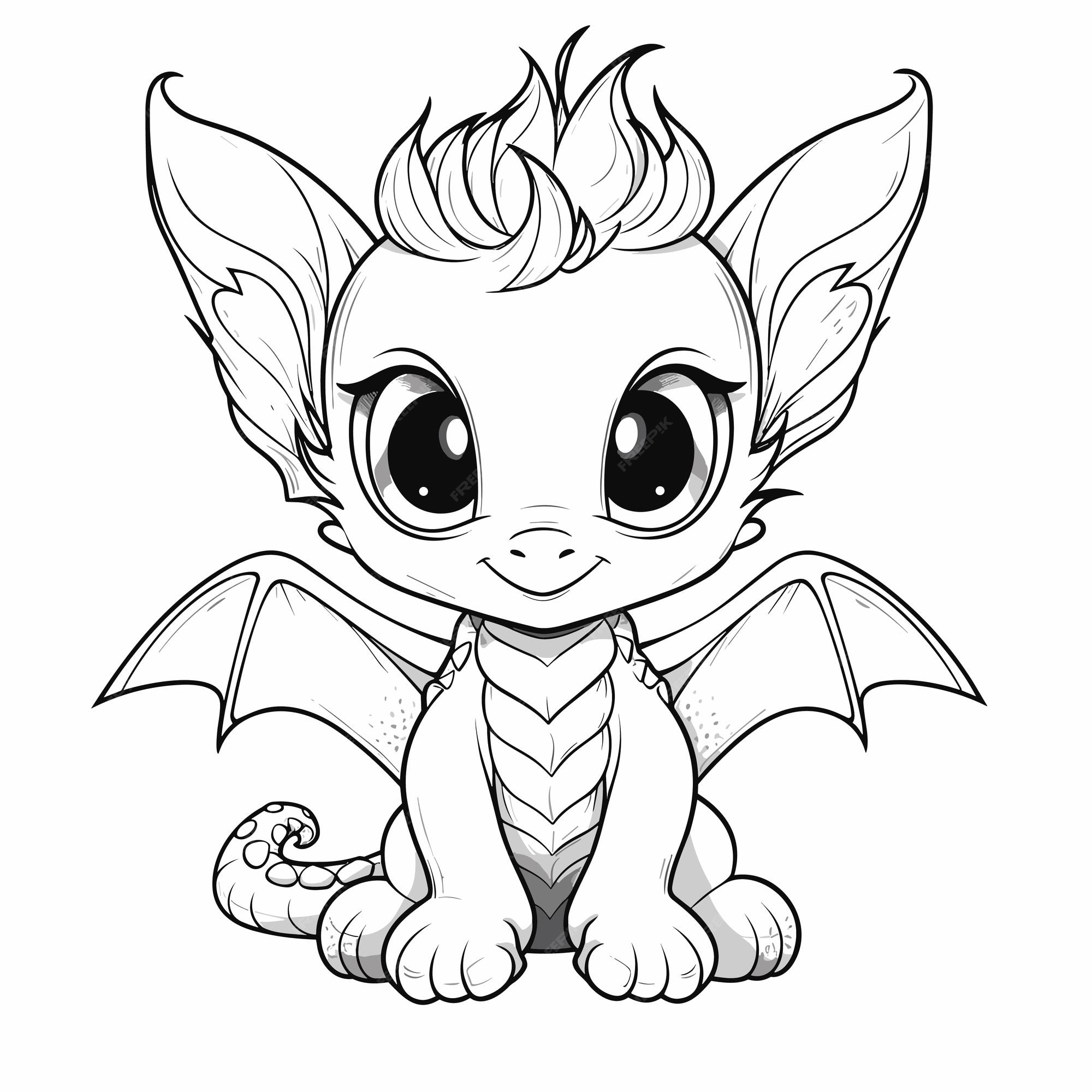 Premium vector hand drawn dragon outline illustration cute dragon coloring pages for children