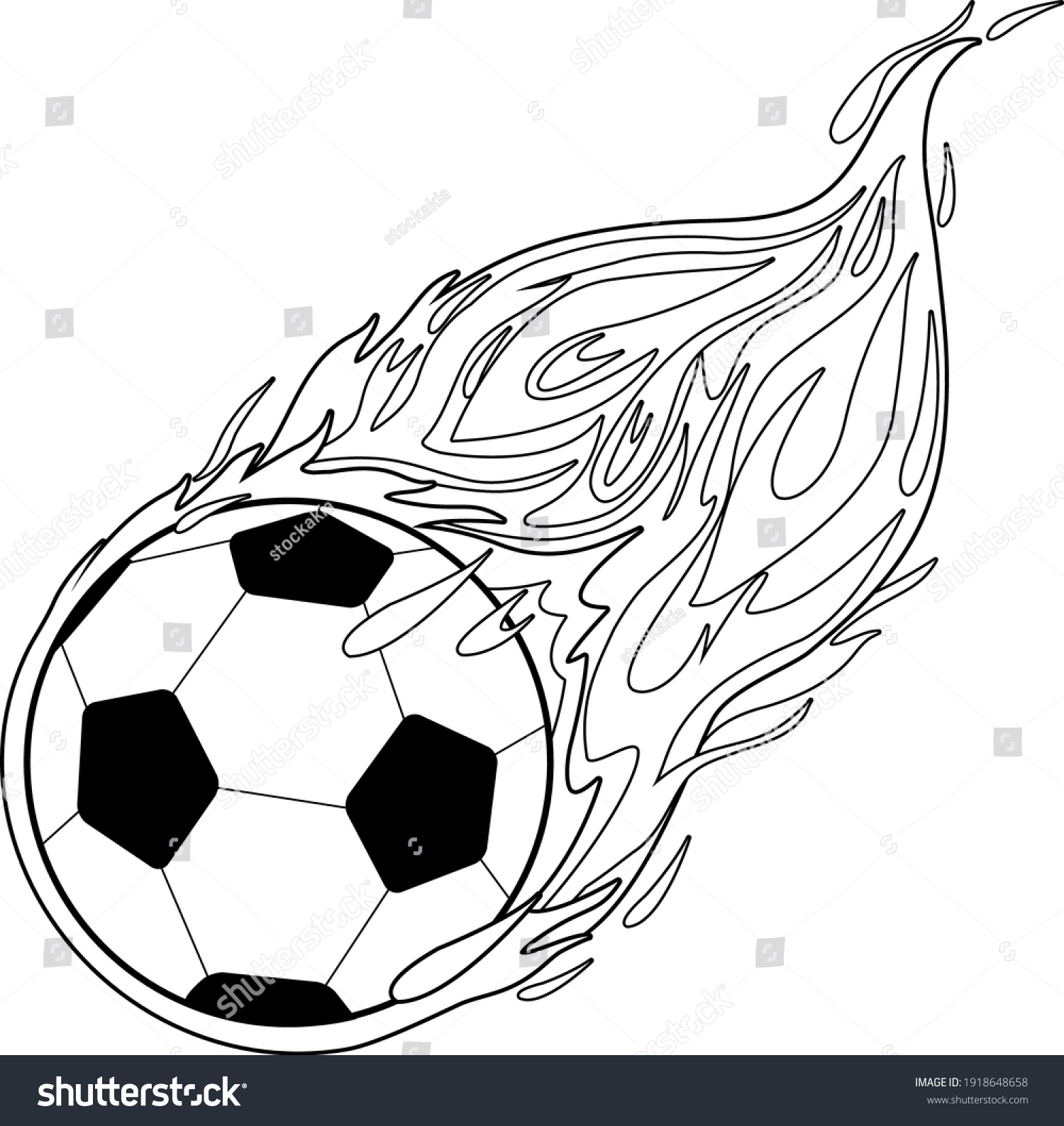 Soccer ball on fire vector black stock vector royalty free