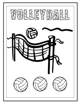 Volleyball difficult wordsearch and coloring page good for sub plan