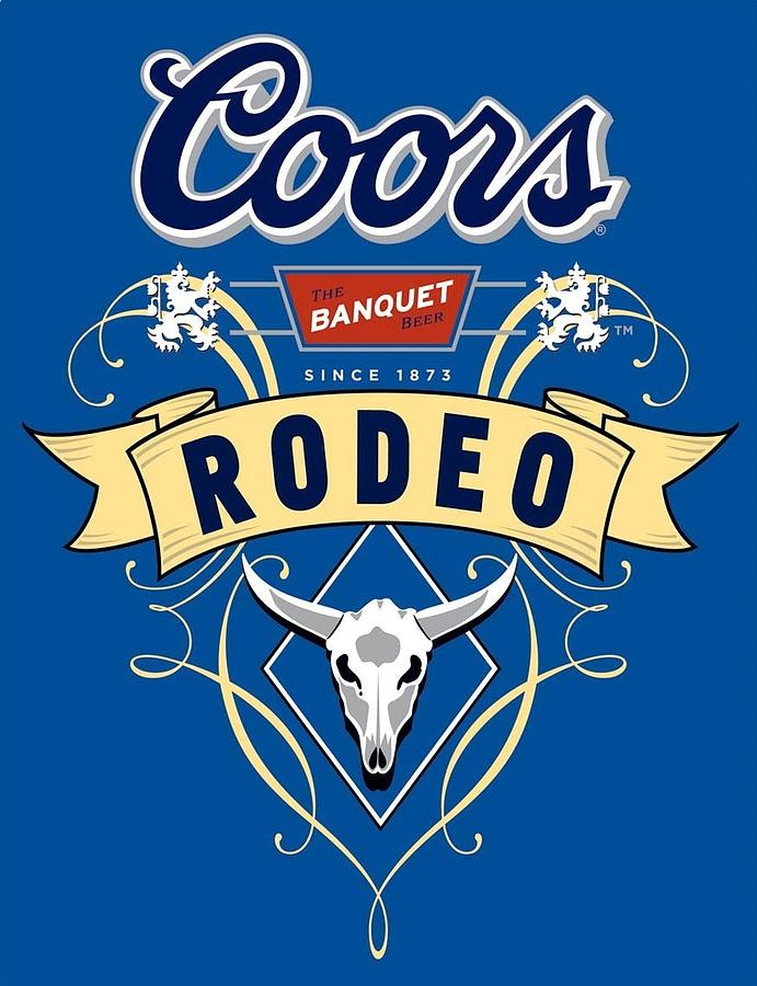 Coors rodeo the banquet beer since longhorn steer head skull logo alcohol advertisement photograph by cody cookston