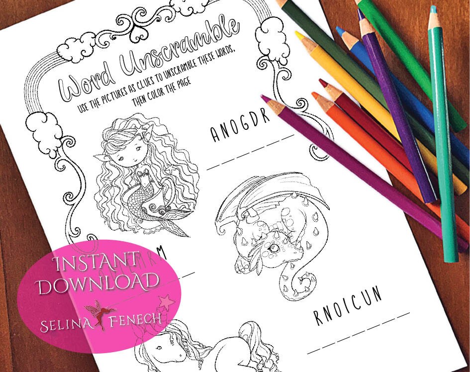 Faedorables activity fantasy unscramble coloring pagedigi stamp fantasy printable download by selina fenech