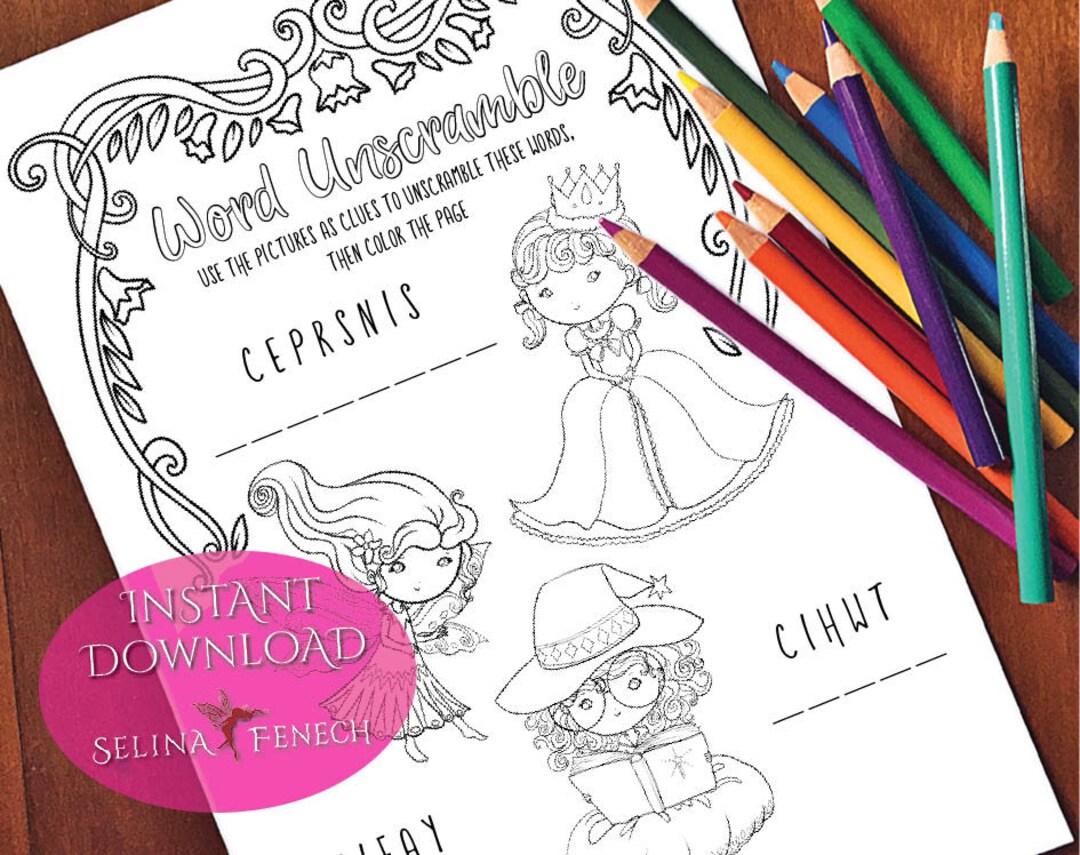 Faedorables activity magical word unscramble coloring