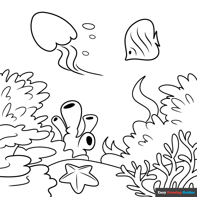Coral reef coloring page easy drawing guides