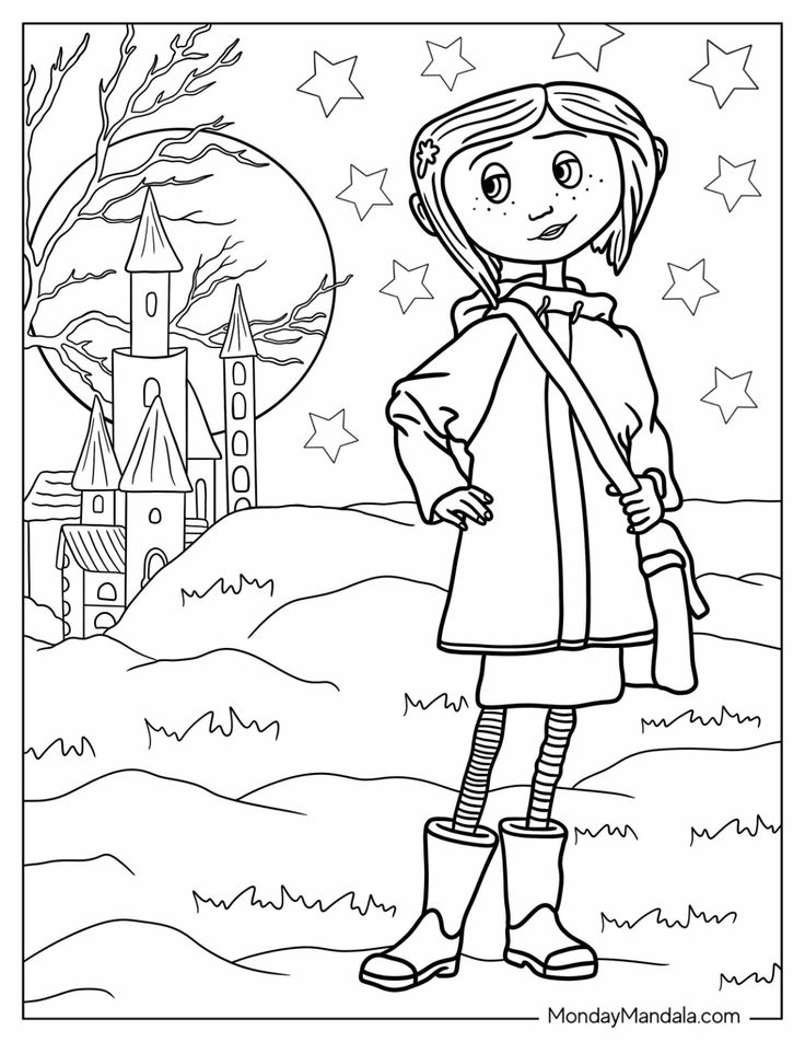 Coraline coloring pages free pdf printables cartoon coloring pages disney coloring pages coloring book art