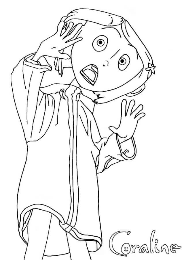 Cute and funny coraline jones coloring page