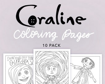 Coraline coloring pages pack of digital download coloring pages halloween coloring pages