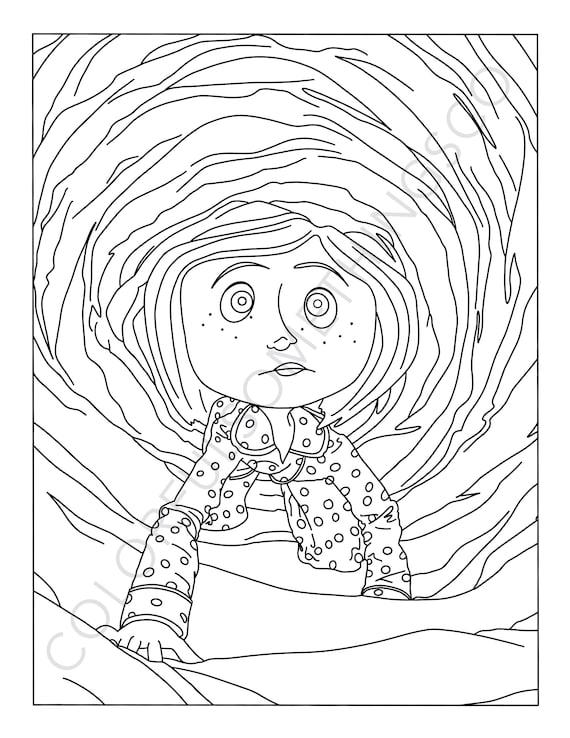 Coraline coloring pages pack of digital download coloring pages halloween coloring pages