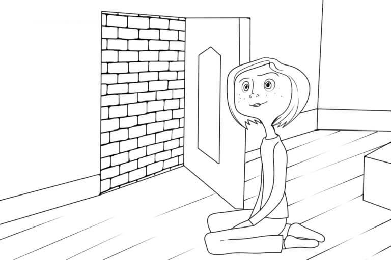 Coraline jones sitting coloring page