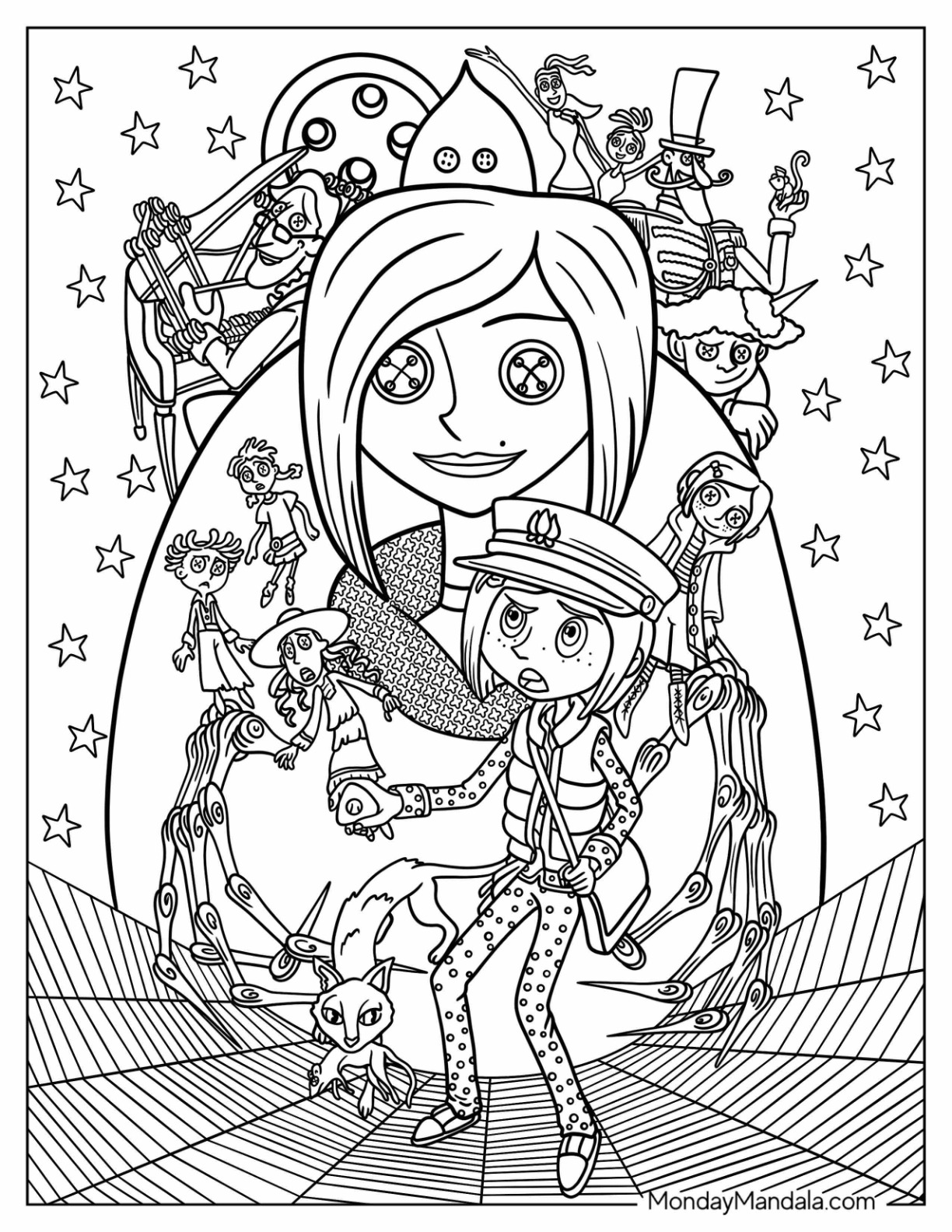 Coraline coloring pages free pdf printables