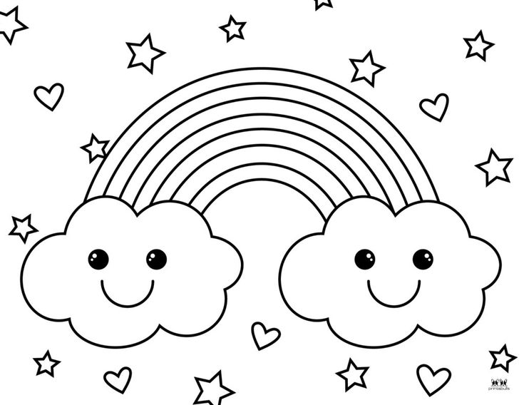 Printable rainbow coloring page cute coloring pages rainbow drawing free coloring pages