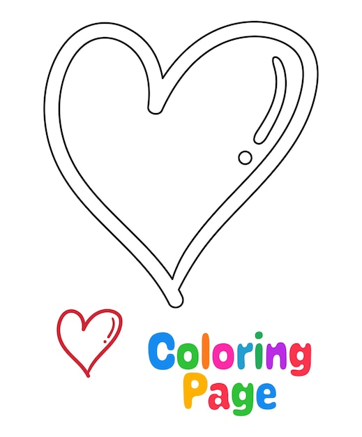 Premium vector coloring page with heart for kids