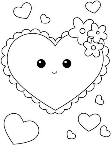 Kawaii heart coloring page free printable coloring pages