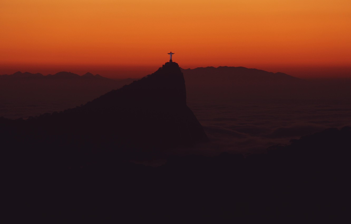 Wallpaper fog sunrise brasil rio de janeiro corcovado images for desktop section ððµðð