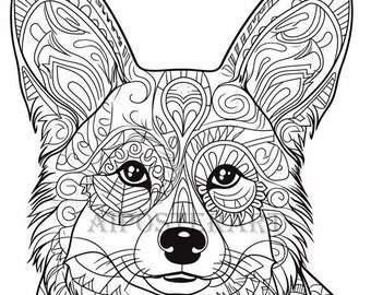 Corgi dog mandala coloring sheet for adults printable dog coloring page advanced coloring high res x pixels