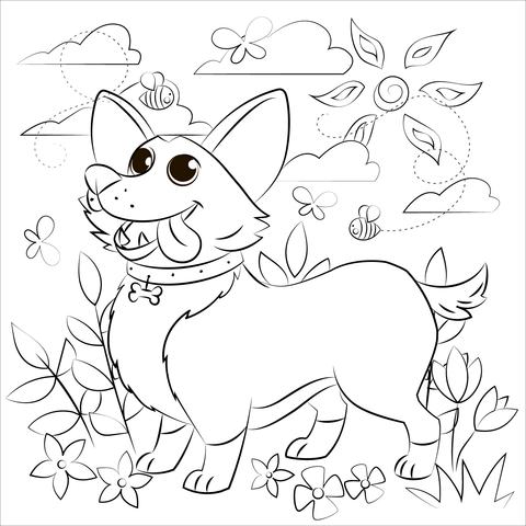 Corgi coloring page free printable coloring pages