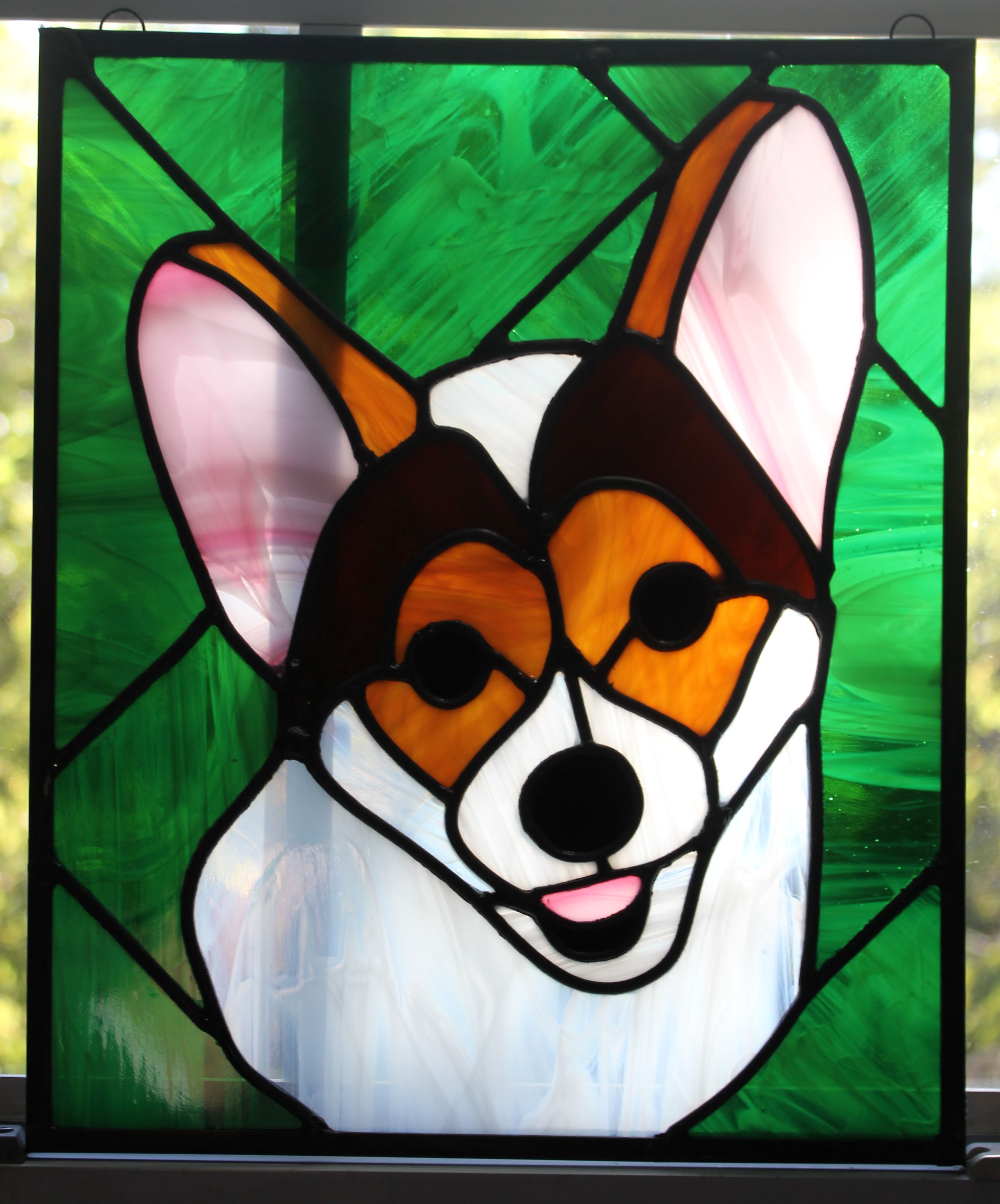 Stained glass corgi portrait glass art products stained glass stained glass art